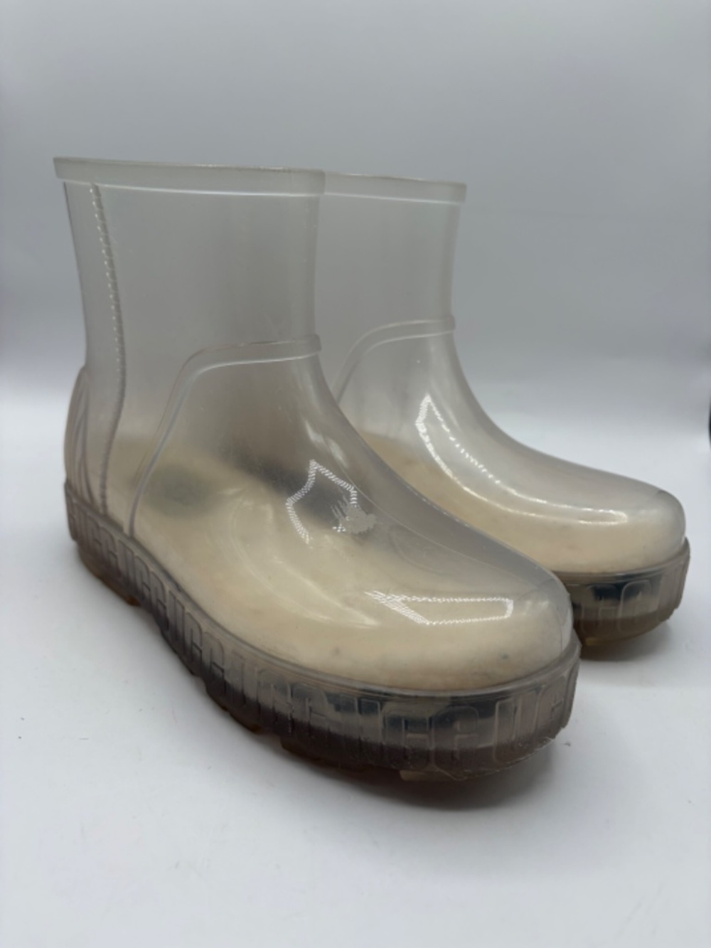 UGG Drizlita Clear Rain Boots Womens 6 Platform Chunky Slip On Sherpa